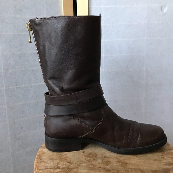 J. Crew size 7 moto boots brown leather cool and rugged buckle straps - Picture 6 of 13